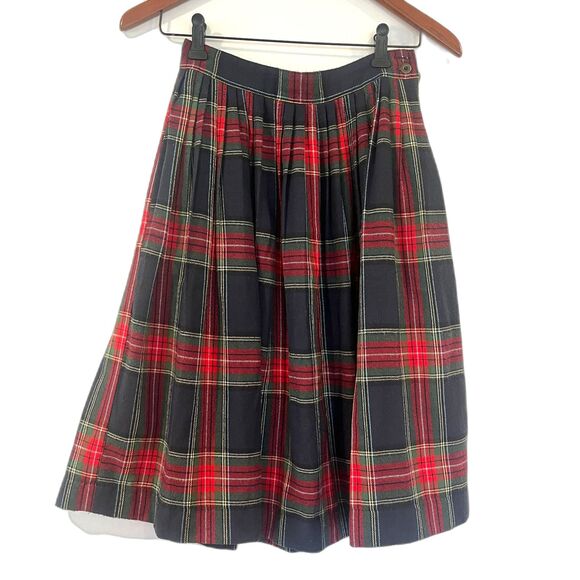 Preppy Boys Vintage Plaid Schoolgirl Midi Skirt Pleated 7/8 Preppy Accademia - Picture 3 of 6